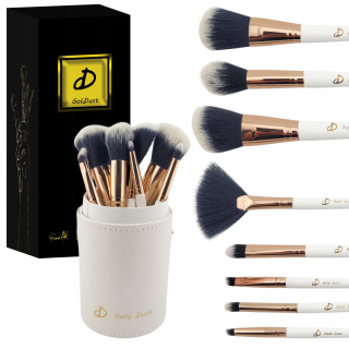 Zlaté prachové štetce na make-up v tube, BIELE 8 ks